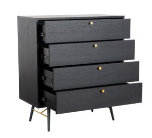 Black Oak large 4 Draw Chest 80cm - Image 2